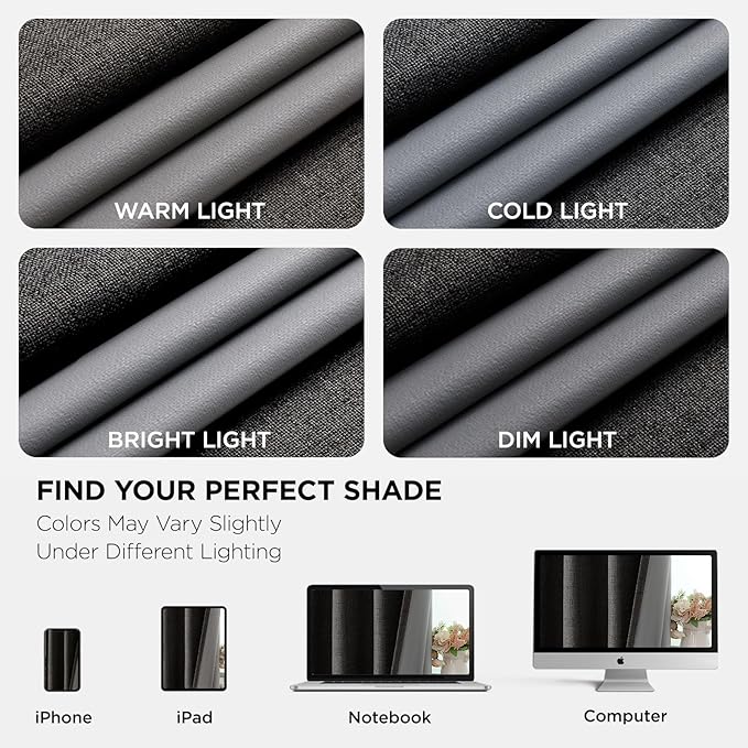 Joydeco Blackout Curtains 63 Inches Long 2 Panels Burg, Room Darkening Curtains for Bedroom, 100% Black Out Textured Thermal Drapes Privacy Protection 2 Panels Set(W52 x L63 Inch, Charcoal Grey)