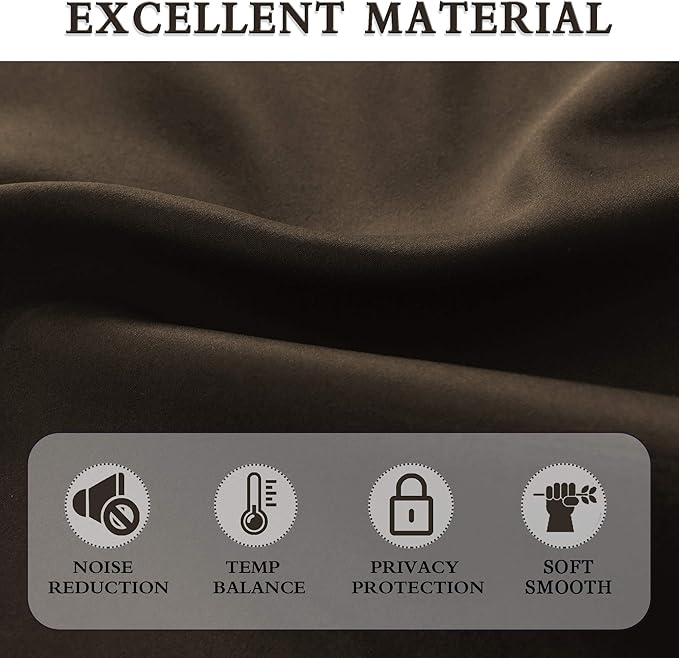 DONREN Chocolate Brown & Coffee Color Blackout Curtain Panels for Cafe - 45 Inches Long Rod Pocket Thermal Insulated Window Curtains for Bedroom (42 Inch Width x 45 L Inch Length,2 Panels)