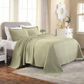 Superior 3 Piece Basketweave Cotton Bedspread Set, Home Bed Decor, Decorative Bed Spread, 2 Pillow Shams, Medium Weight Blanket, Matelasse Coverlet Bedding, Geometric Lattice Pattern, Queen, Sage