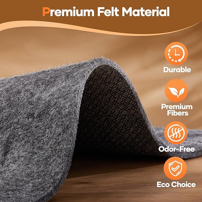 Veken Non Slip Cushioned Rug Pad Gripper 5 x 7 Ft, Felt and Silicone Backing, Thick Carpet Liner for Hardwood Floors and Finishes, Under Area Rugs Anti Skid Mat, Keep Rugs Safe and in Place, 1/8 inch