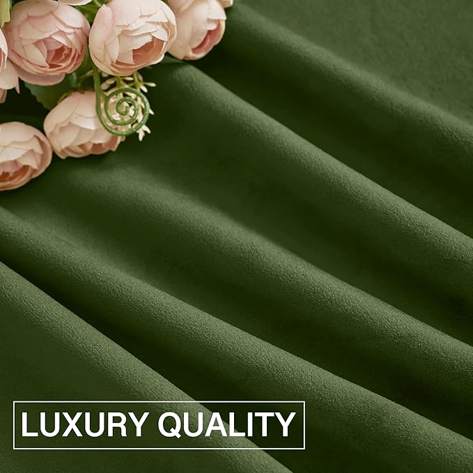 StangH Luxury Velvet Blackout Window Drapes Moss Green Curtains for Holiday Christmas Decoration, Soft Thermal Insulated Drapes for Loft/Dining Room, W42 x L96, 2 Panels