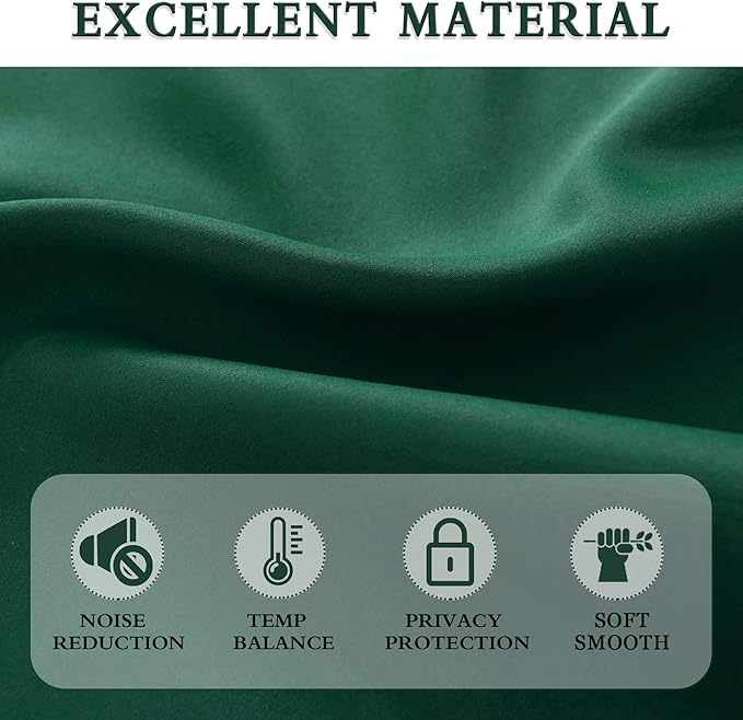 DONREN Emerald Green Room Darkening Curtain Panels 84 Inches Long, Heat Block Out and Keep Warm Drapes Window Treatment Drapes for Doorway Entryway Patio (60" Width,2 Panels)