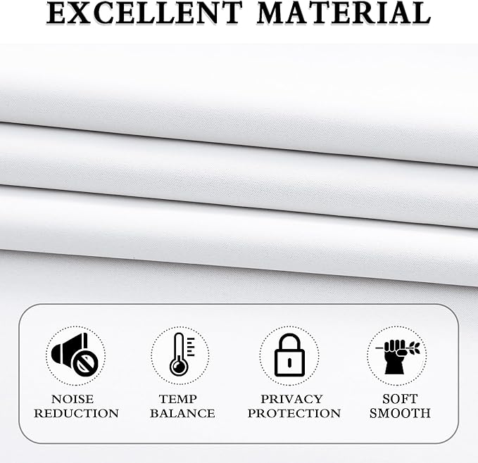 DONREN Pure White Kitchen Short Curtain Panels 45 inch Length, 50% Light Blocking Thermal Insulated Curtains for Dining Room Short Window (Set of 2, W 42 inches x L 45 inches)