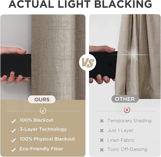Joydeco Linen Blackout Room Divider Curtains, Extra Wide Sliding Door Drapes Living Room Curtains, 1 Panel 100W x 96L Inch Patio Door Drapes for Room Privacy