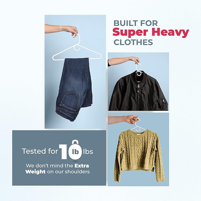 Neaties Heavy Duty Clothes Hangers 100+ Pack (324 Count) – Made in The USA – 8lb Capacity Plastic Hangers for Adult Clothing – Durable for Pants, Coats, Jackets, or Jeans – Mint
