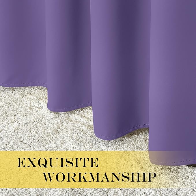 NICETOWN Lilac Purple Blackout Curtains for Bedroom 95 Inch Length - Thermal Insulated Room Darkening Privacy Grommet Window Drapes for Boys Room, Set of 1 Panel, 80 x 95 Inch