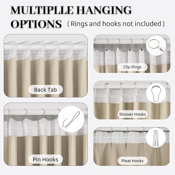 100% Blackout Thermal Insulated Curtains, 3 Layers Noise Absorbing, Soundproof Back Tab Drapes for Sliding Glass Door Baby Nursery Bedroom with Hooks, Beige 50x84 Inch Set of 1
