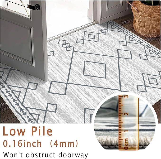 4x6 Rug, Small Area Rug for Living Room, Bedroom, Kitchen, Machine Washable Non-Slip Throw Rug, Low Pile Carpet Western Rug for Entryway Nursery Coffee Table, Checkered