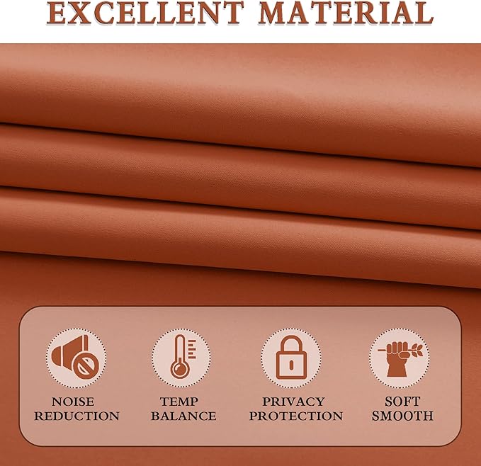 DONREN Long Blackout Curtains for Bedroom,Length Thermal Insulated Energy Saving Curtain for Large Window Door (Burnt Orange 52" x 96", 2 Panels)