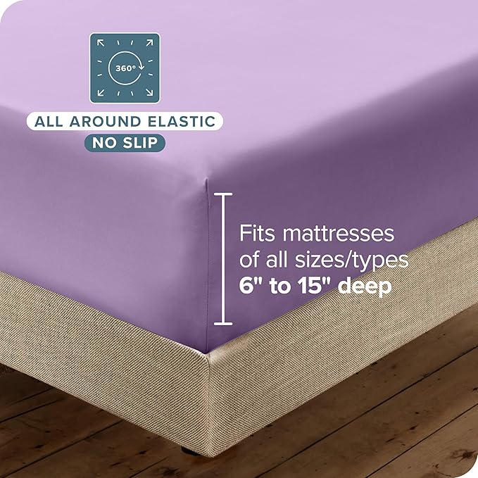 Bare Home Hotel Luxury King Sheet Set, Extra Soft - 6 Piece Set - Deep Pockets - Easy Fit - Cooling & Breathable - Wrinkle, Fade, Stain Resistant - Includes 4 Pillowcases (King, Lavender)