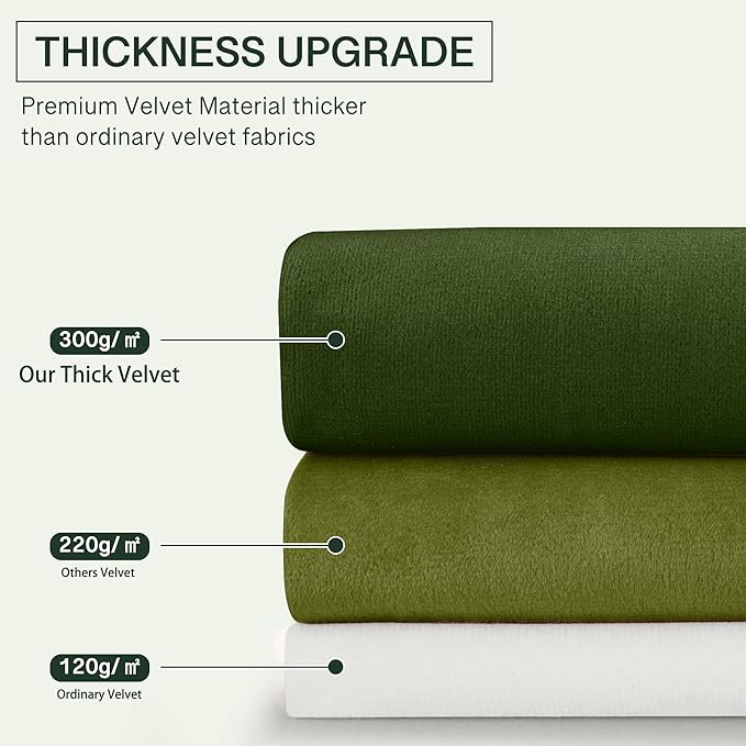 StangH Velvet Curtains 84 inches Long - Home Decor Grass Green Curtains Drapes for Living Room, Blackout Thermal Insulated Window Treatment for Dining Room Holiday Backdrop, W52 x L84, 2 Panels