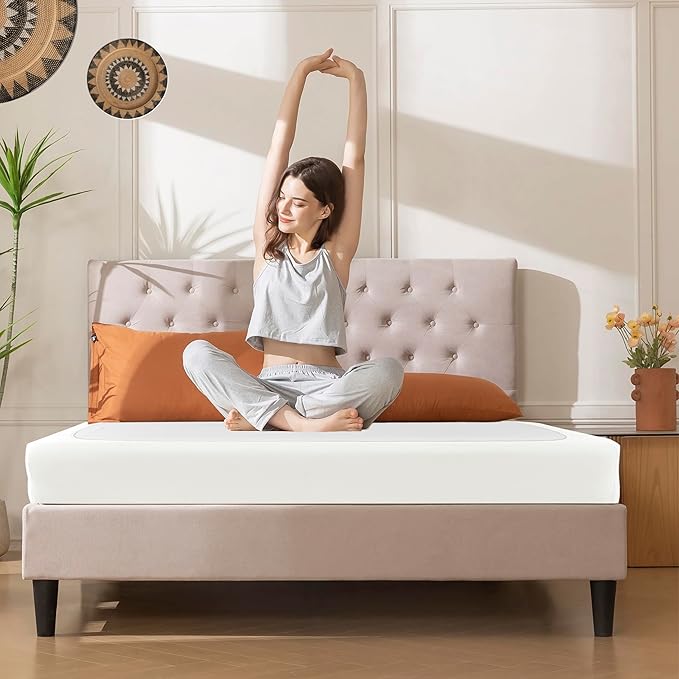 Biscaynebay Decorative Box Spring Cover Queen Size, Ivory Luxurious Jersey Knitting Stretchy Wrap Around 4 Sides Bed Skirt for Home/Hotels, Easy Fit Wrinkle Free Machine Washable