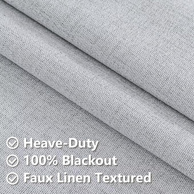 100% Blackout Curtains 90 Inch Length 2 Panels Set, Black Out Curtains for Living Room, Greyish White Thermal Insulated Grommet Drapes Bedroom Luxury Decor Privacy(37W × 90L inch, Greyish White)