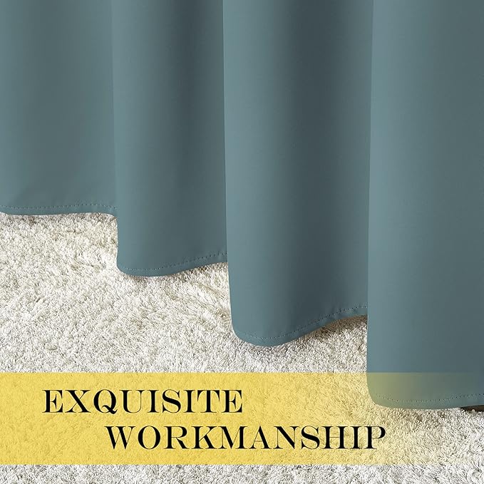 NICETOWN Room Divider Curtain 132 Inches Long, Wide Blackout Sliding Door Curtain for Bedroom, Room Darkening Privacy Window Curtain for Patio Door (1 Panel Set, Greyish Blue, 80 x 132 Inch)