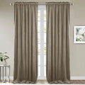 StangH Curtains 102 inches - Rod Pocket Camel Beige Velvet Room Darkening Window Curtains Thick Heavy Vertical Drapes for Elegant Home Decor, W52 x L102, 2 Panels