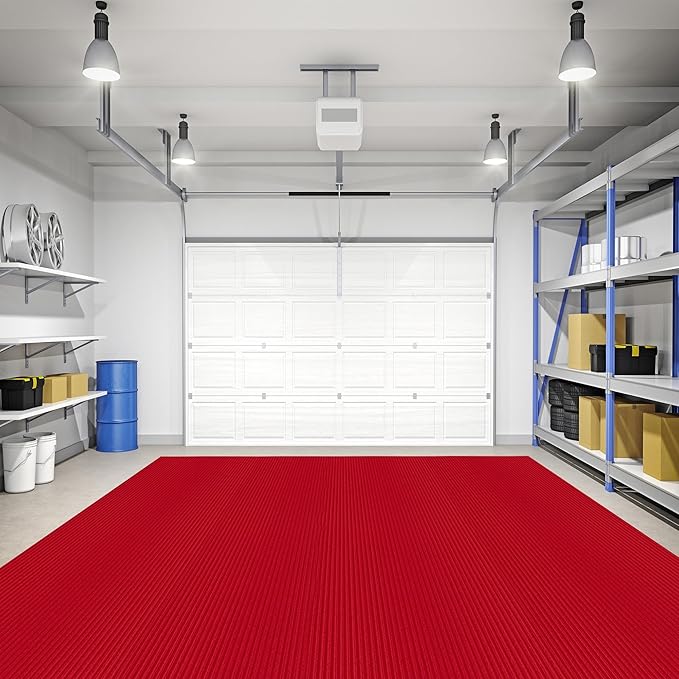 Ottomanson 5' x 6'6" Mud Mat Area Rug Scraper Carpet - Non-Slip, Dirt Trapping for Indoor & Outdoor Use - Ideal for Entryway, Garage, Kitchen, Patio & High-Traffic Areas, Red