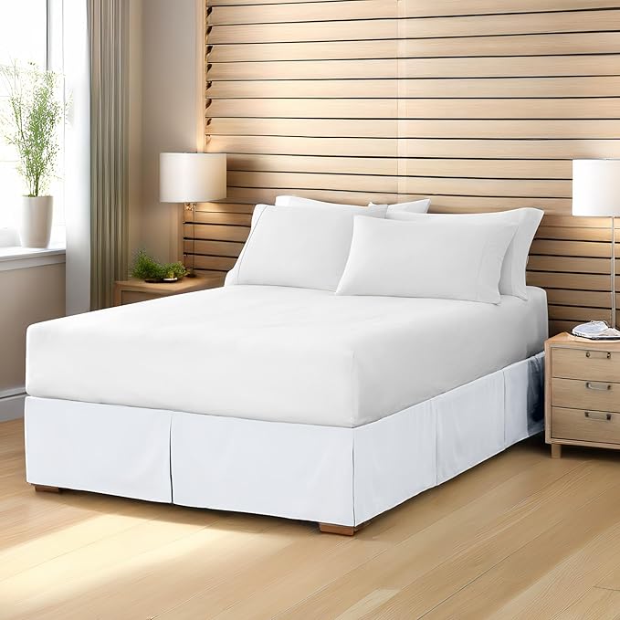 Bare Home King Bed Skirt - 15-Inch Tailored Drop Easy Fit - Bed Skirt for Beds - Center & Corner Pleats (King, Grey)