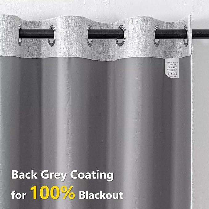 100% Blackout Curtains 72 Inch Length 2 Panels Set, Black Out Curtains for Living Room, Off-White Thermal Insulated Grommet Drapes Bedroom Luxury Decor Privacy(52W × 72L inch, Off-White)