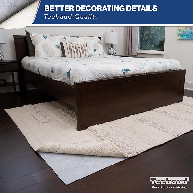 2' x 14' Non-Slip Rug Pad, Reversible Gripper, Non Skid Pads for Hardwood, Vinyl, Tile, Laminate Floors, Keep Area Rugs Secure, Natural Materials Safe for Indoor Flooring, ¼” Thick