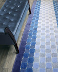 Custom Length Hallway Runner Rug,Slip Resistant,Checkered Blue, 26 Inch X 25 feet, Sold and Priced Per Foot