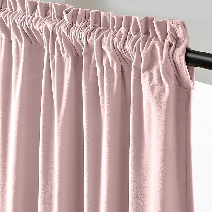 Lazzzy Velvet Blackout Curtains Thermal Insulated Room Window Drapes Super Soft Luxury Curtains for Living Room Bedroom Rod Pocket 2 Panels, Dusty Pink, 52" W x 120" L