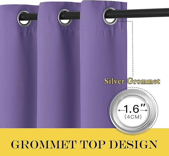 NICETOWN Blackout Doorway Curtain Drape 78 inch Long - Grommet Noise Reducing Thermal Insulated Solid Modern Window Treatments for Bedroom Closet (1 Panel, 52 x 78 Inch, Lilac Purple)