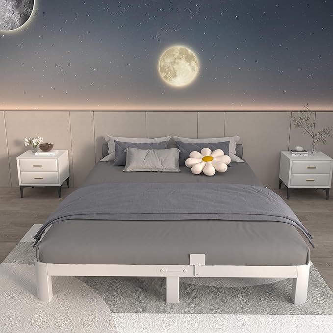 ITIMIDI 4 Inch Metal Full Size Platform Bed Frame with Metal Gaskets, Heavy Duty Steel Support 3000 LBS, No Box Spring Needed, Anti-Slip Mattress Stopper, Easy Assembly