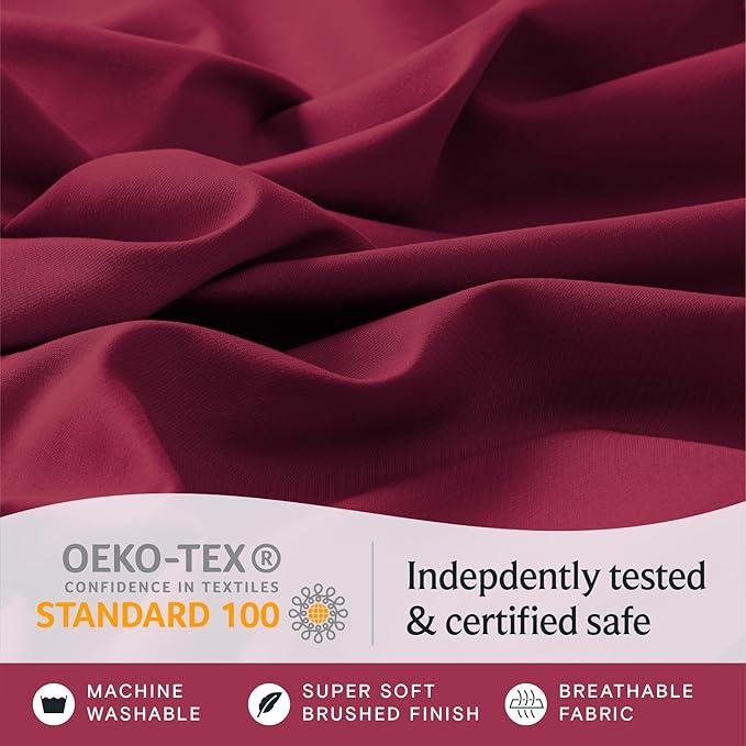 LuxClub 4 PC Full Sheet Set, Deep Pockets Wrinkle Free Cooling Bed Sheets Hotel Bedding for Women, Men, Kids & Teens, Includes 1 Fitted Sheet, 1 Flat Sheet and 2 Pillowcases-Burgundy