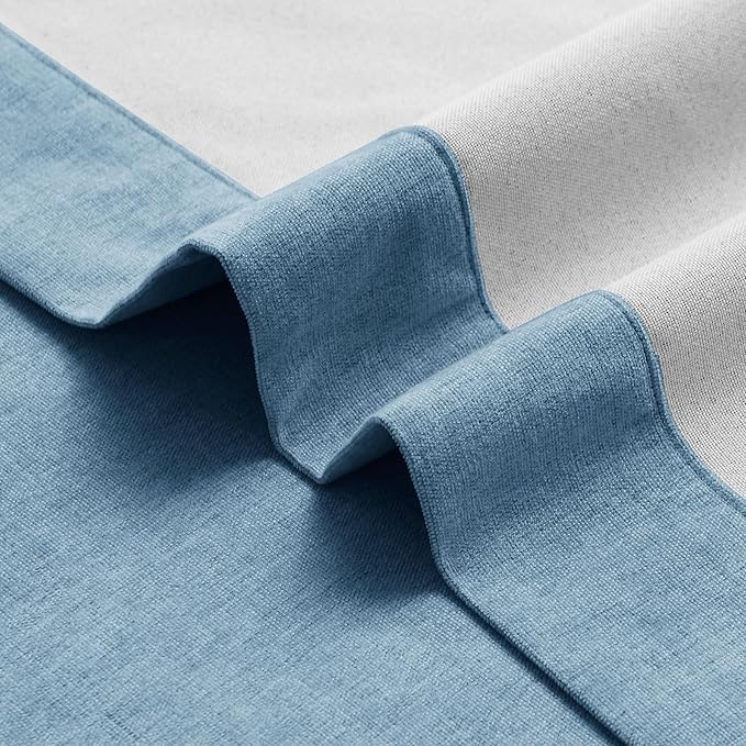 Macochico 100% Blackout Chenille Curtains Thermal Insulated Noise Reducing Velvet Draperies for Living Room Bedroom Hotel Ashtray Blue Blackout Curtains Grommet Top with Tieback 84" Wx84 L 1 Panel