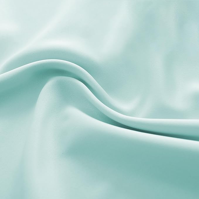 DONREN 63 Inch Length Aqua Blackout Curtains for Bedroom - Window Treatment Rod Pocket Curtain Drapes (Set of 2 Panels)