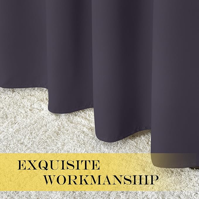 NICETOWN Blackout Curtains 120 inch Length for Sliding Glass Door, Grommet Thermal Insulated Room Darkening Sound Reducing Drapes for Room Divider, 1 Panel, W52 x L120, Greyish Purple