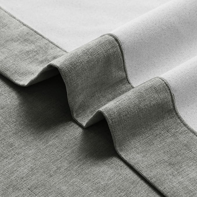 Macochico 120" Wx84 L 100% Blackout Chenille Curtains for Sliding Door Living Room Bedroom, Luxury Drapery for Hotel Home Theater, Rock Grey Thermal Window Treatments with Tieback, Grommet, 1 Panel