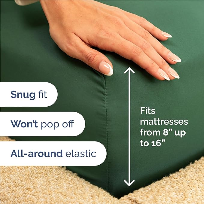 King 6 Piece Sheet Set - Cooling, Comfy & Breathable - Hotel Luxury Bedding, Includes Fitted Sheet for Women, Men, Kids and Teens - 1 Flat, 1 Fitted Sheet, 4 Pillowcases with Deep Pockets - Emerald