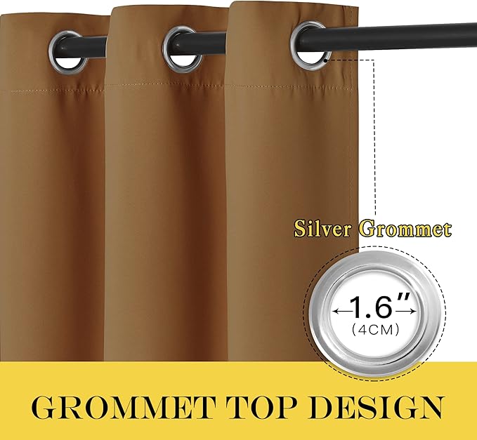 NICETOWN Blackout Patio Curtains 100 x 144 Inches Long for Sliding Door Extral Wide Blackout Curtain Panels Thermal Insulated Room Divider - Grommet Top, 100" W x 144" L, 1 Panel, Gold Brown