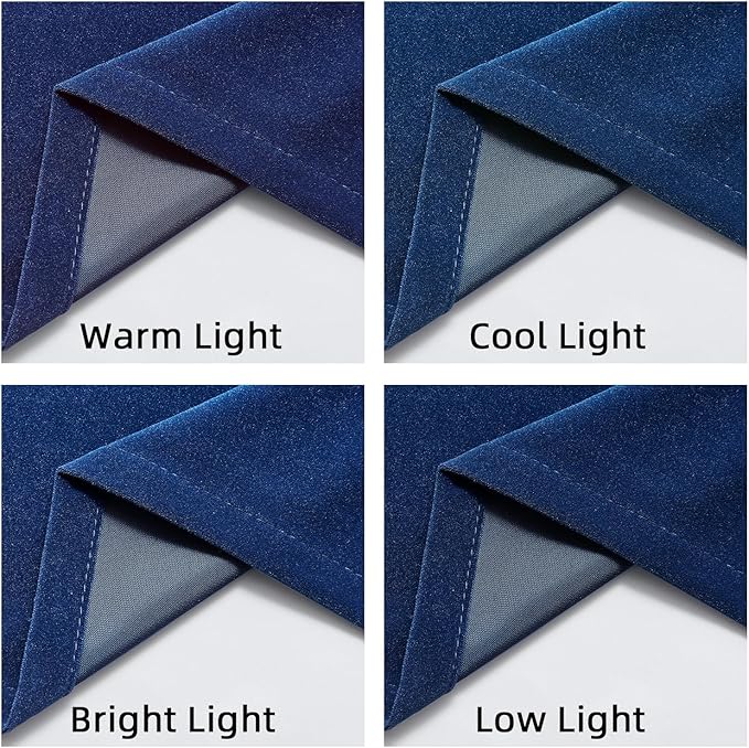 Joydeco Blue Velvet Blackout Curtains 84 Inch - 2 Panels Thermal Insulated Rod Pocket Drapes for Living Room Bedroom Dining Room Privacy
