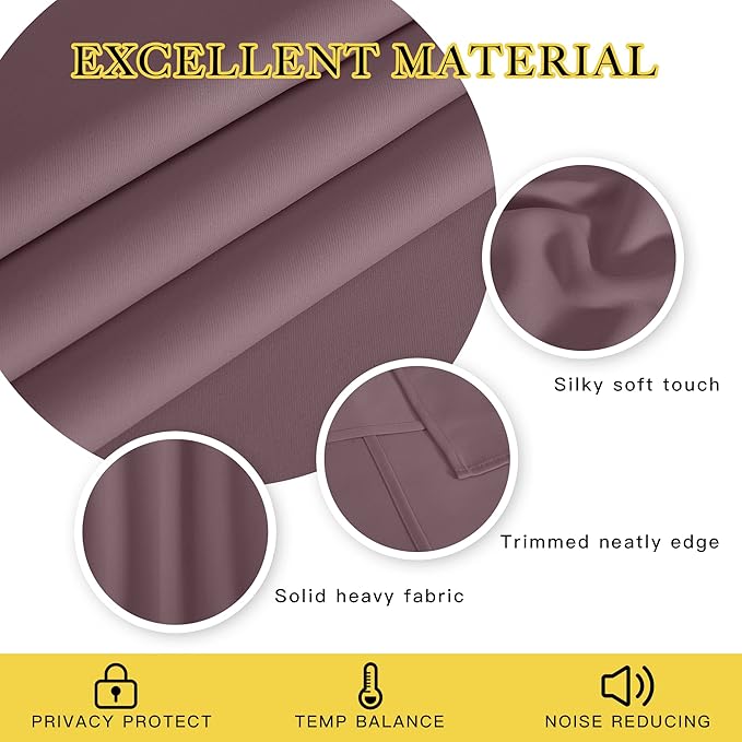 NICETOWN Blackout Curtains 63 inches Long for Living Room Bedroom, Grommet Thermal Insulated Room Divider Drape Window Treatment for Sliding Patio Door, W100 x L63, 1 Panel, Dry Rose