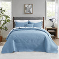 CHIXIN Bedspread Coverlet Set Queen Size - Lightweight Bedding Cover - Ultrasonic Quilting - 5 Piece Reversible Bedspread - Vintage Rose Pattern (Queen, Ashley Blue)