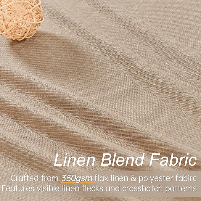 Topfinel 100 Inch Long Black Out Burlap Custom Curtains, Double Pinch Pleated Window Coverings, Nursery Summber Boho Farmhouse Heat Sound Block Back Tab Curtains for Sliding Door Sunroom Bay Window
