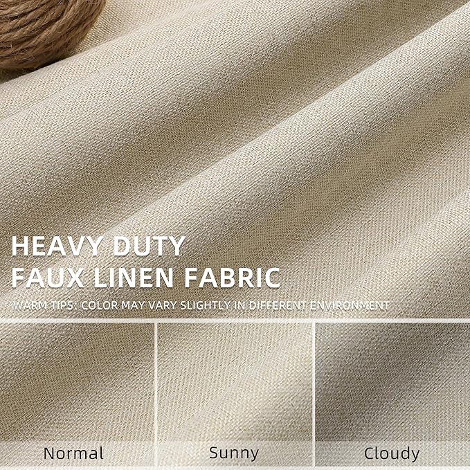 ChrisDowa 100% Blackout Natural Solid Solid Curtains 102 Inches Long 2 Panels for Bedroom Living Room,Farmhouse Room Darkening Thermal Insulated Soundproof Grommet Top Window Treatment Drapes,52x102