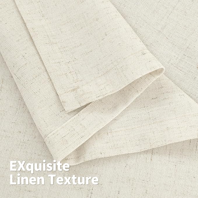 YoungsTex 60 Inch Wide Linen Curtains 2 Panels Grommet 63 Inch Length Light Filtering Window Drapes Privacy for Bedroom Office Living Room, 60 X 63 Inch