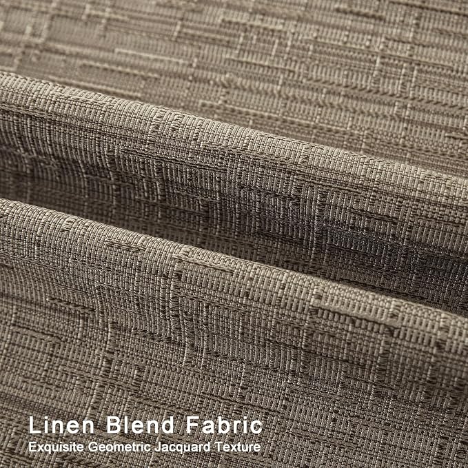 Jacquard Linen Curtains 108 inch Length 2 Panels Thick Faux Linen Blended Window Drapes Burlap Textured Curtains with Grommet for Living Room Bedroom Farmhouse (52x108 Dark Coffee) Natural