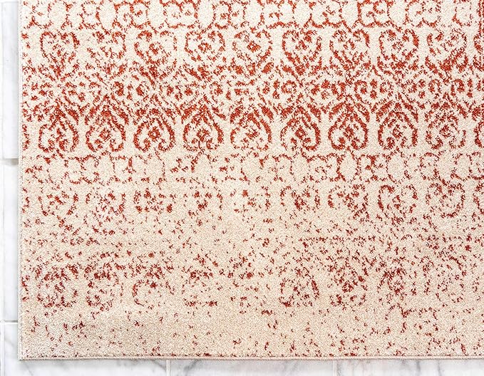 Unique Loom Del Mar Collection Area Rug - Jennifer (6' 1" x 9' Rectangle, Red/ Beige)