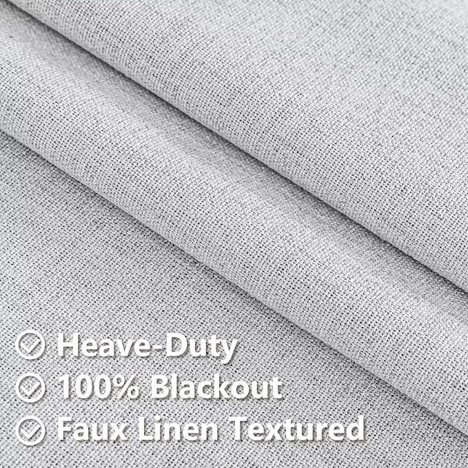 100% Blackout Curtains for Living Room, 72 Inch Curtains 2 Panel Set Light Blocking, Back Tab & Rod Pocket Thermal Insulated Drapes Bedroom Windows Home Decor(52W × 72L inch, Off-White)