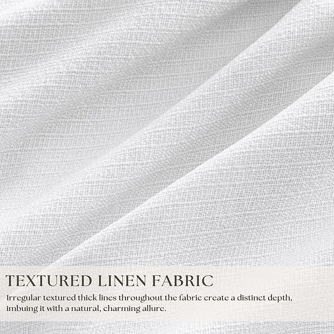 White Blackout Pinch Pleated Linen Curtains 105 Inches Long for Living Room 2 Panels Thermal Insulted Dual Layer Drapes Ceiling Floor Back Tab 105 Inch Window Curtains Bedroom Sliding Glass Door