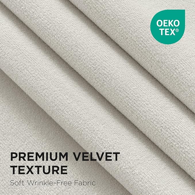 Joydeco White 100% Blackout Curtains 108 Inch 2 Panels, Luxury Thermal White Velvet Curtains for Bedroom Living Room, Soundproof Blackout Window Drapes, Grommet Top (52W x 108L)