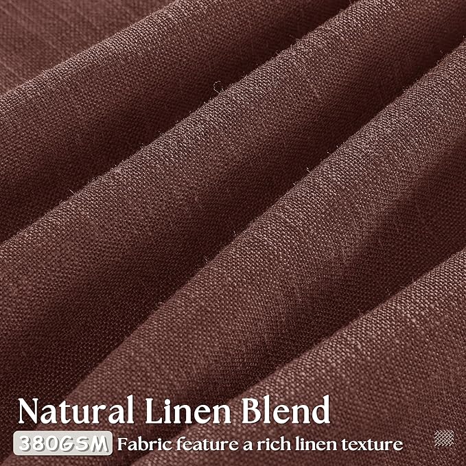 Chestnut Brown Linen Pinch Pleated Curtains 120 Inches Long for Living Room Pleated Drapes Back Tab Thick Linen Dark Terracotta Rust Farmhouse Country Extra Long 120 Inch Curtain for Dining Bedroom