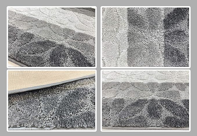Custom Length Hallway Runner Rug,Slip Resistant,Flower Grey, 26 Inch X 20 feet, Sold and Priced Per Foot