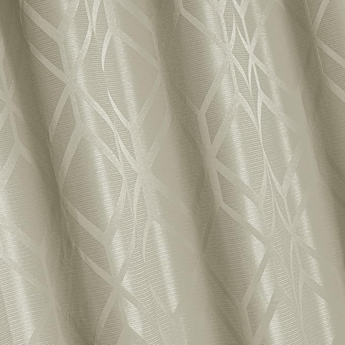 Amazon Basics Jacquard 2-Piece 100% Blackout Curtains, Living Room and Bedroom Drapes, Thermal Insulated Window Treatment, 42"x84", Beige
