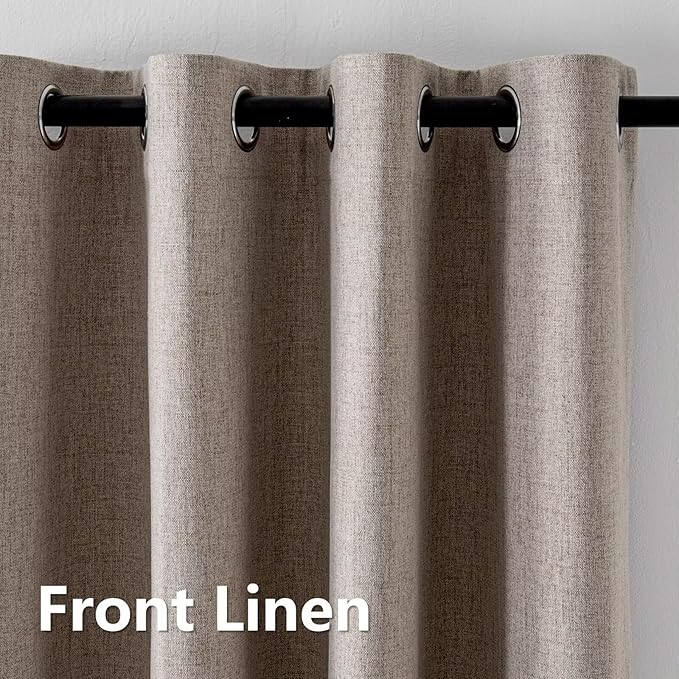 100% Blackout Curtains 72 Inch Length 2 Panels Set, Black Out Curtains for Living Room, Linen Thermal Insulated Grommet Drapes Bedroom Luxury Decor Privacy(37W × 72L inch, Linen)