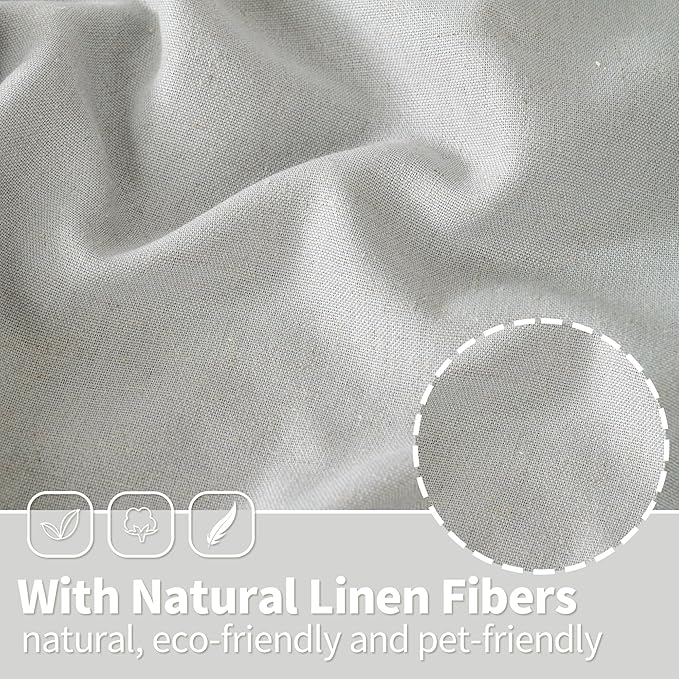 YoungsTex Light Grey Linen Curtains 84 Inches Long for Living Room, Light Filtering Drapes with Grommet Semi Sheer Window Treatments for Dining Bedroom, 2 Panels, 52 X 84 Inch